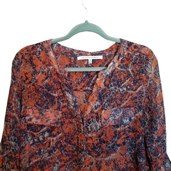 Collective Concepts Womens Sz SP Multicolor Geometric Long Sleeve Button Up... - Picture 3 of 8